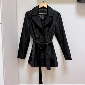 Cynthia‎ Rowley Dress Coat Layered Belted Black Size Medium